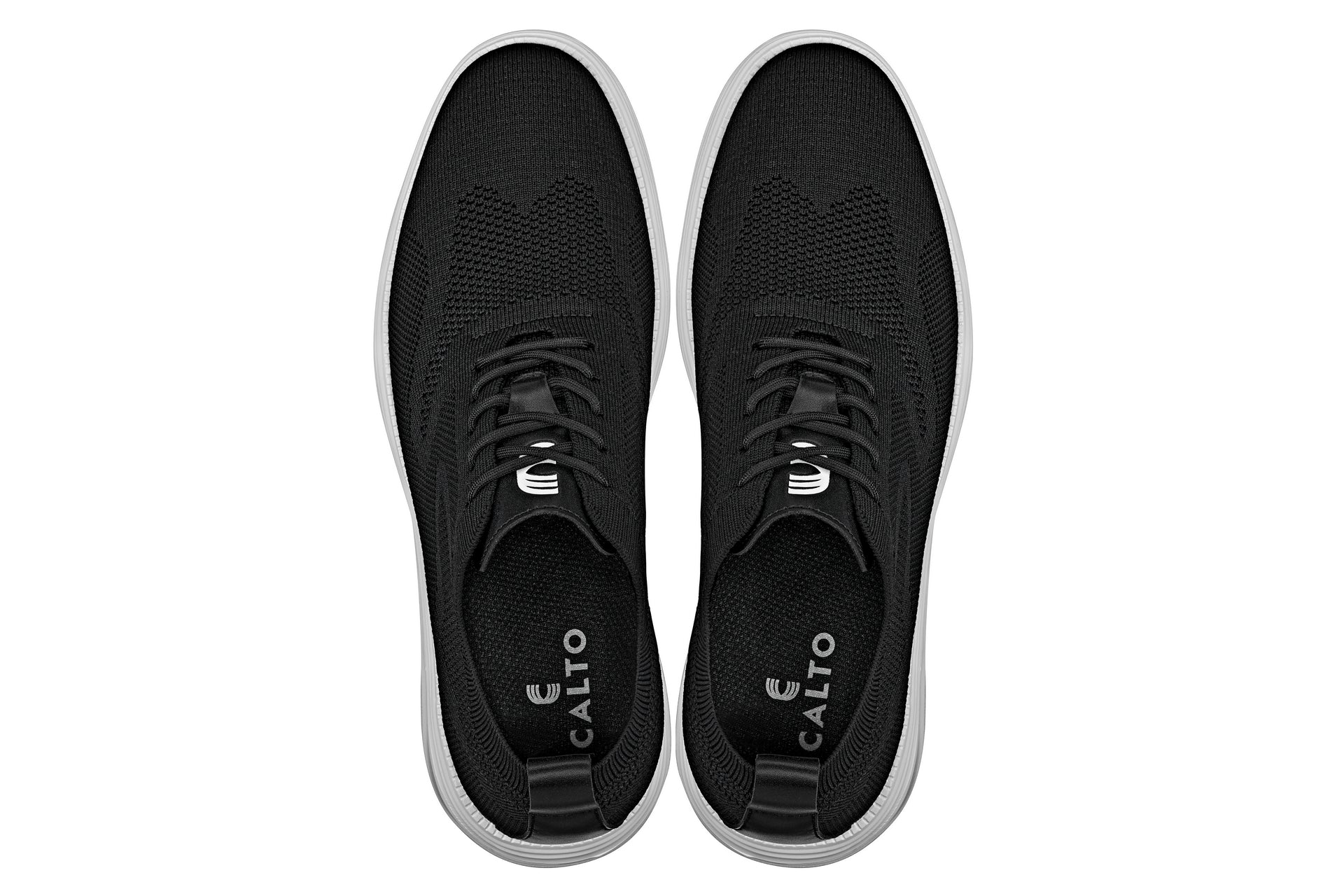 CALTO - X2632 - 2.8 Inches Taller (Black/White Sole) - Lace Up Casual Walker - Lightweight - WonderingCloth