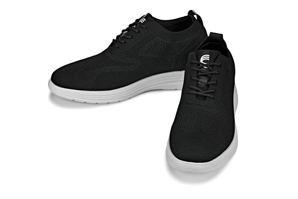 CALTO - X2632 - 2.8 Inches Taller (Black/White Sole) - Lace Up Casual Walker - Lightweight - WonderingCloth