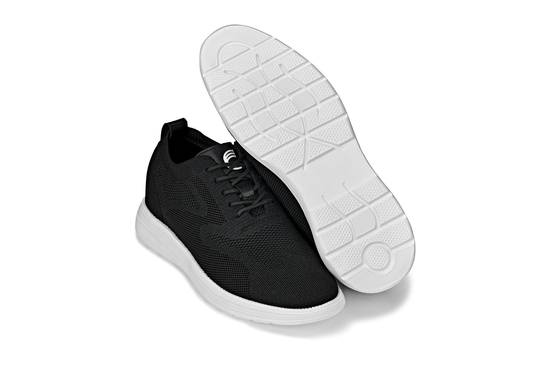 CALTO - X2632 - 2.8 Inches Taller (Black/White Sole) - Lace Up Casual Walker - Lightweight - WonderingCloth