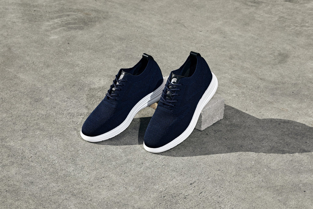 CALTO - X2634 - 2.8 Inches Taller (Night Blue) - Lace Up Casual Walker - Lightweight - WonderingCloth