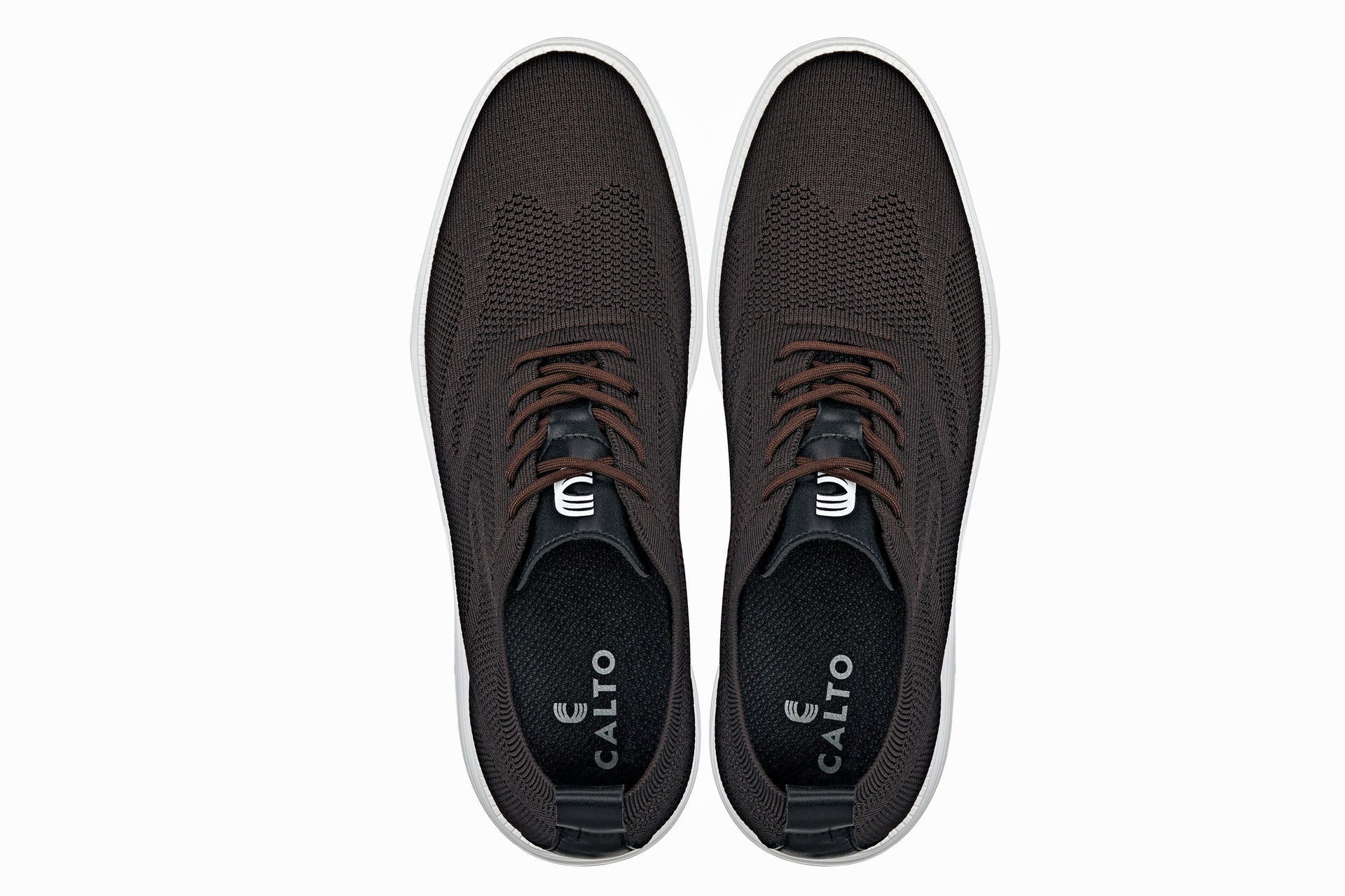 CALTO - X2635 - 2.8 Inches Taller (Coffee Brown) - Lace Up Casual Walker - Lightweight - WonderingCloth