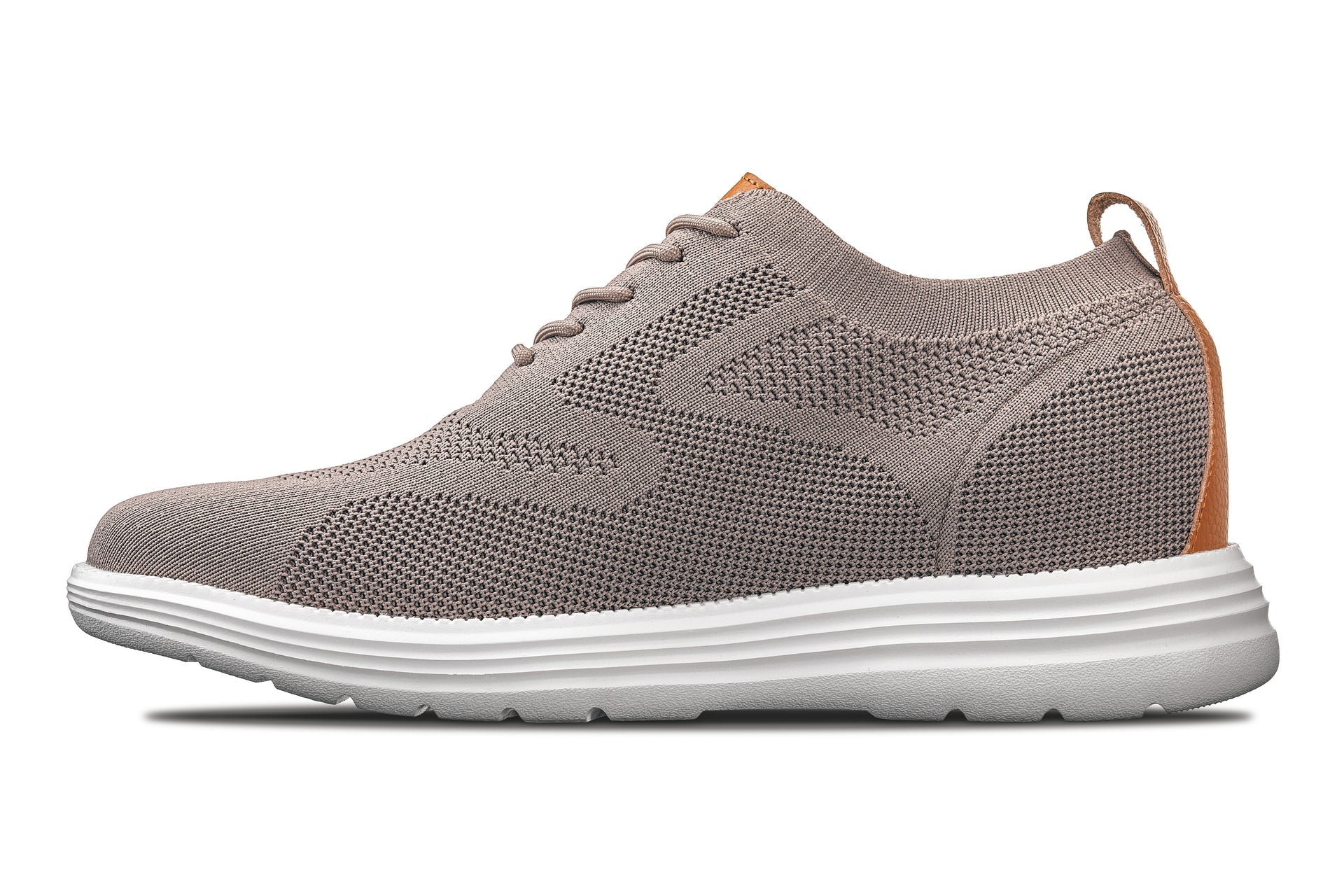 CALTO - X2638 - 2.8 Inches Taller (Khaki/Brown) - Lace Up Casual Walker - Lightweight - WonderingCloth