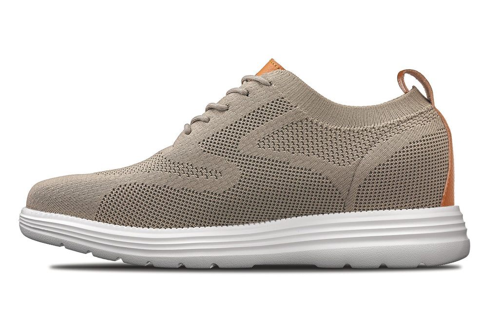 CALTO - X2639 - 2.8 Inches Taller (Khaki Green/Brown) - Lace Up Casual Walker - Lightweight - WonderingCloth
