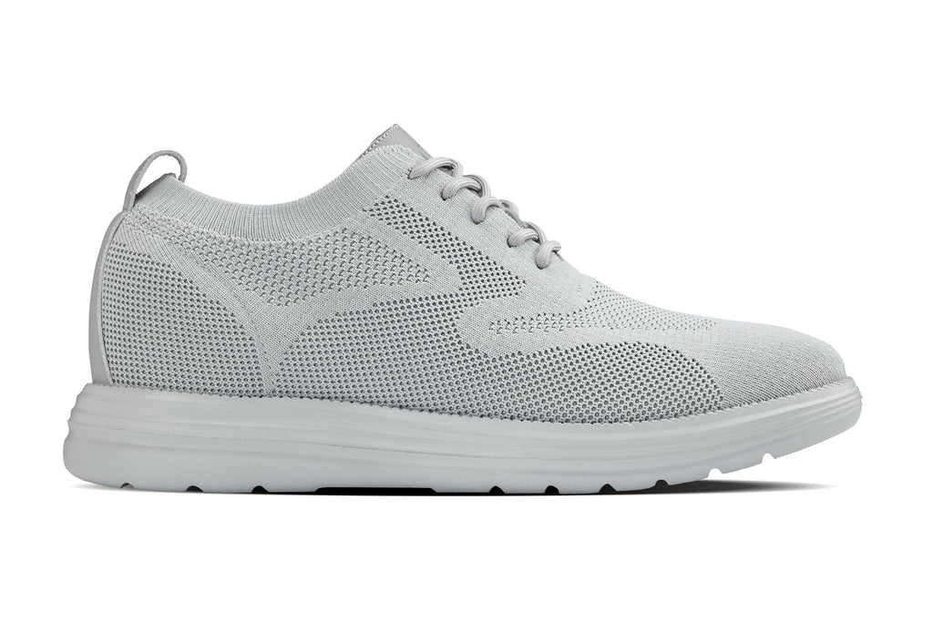 CALTO - X2640 - 2.8 Inches Taller (Pewter/Light Grey Sole) - Lace Up Casual Walker - Lightweight - WonderingCloth