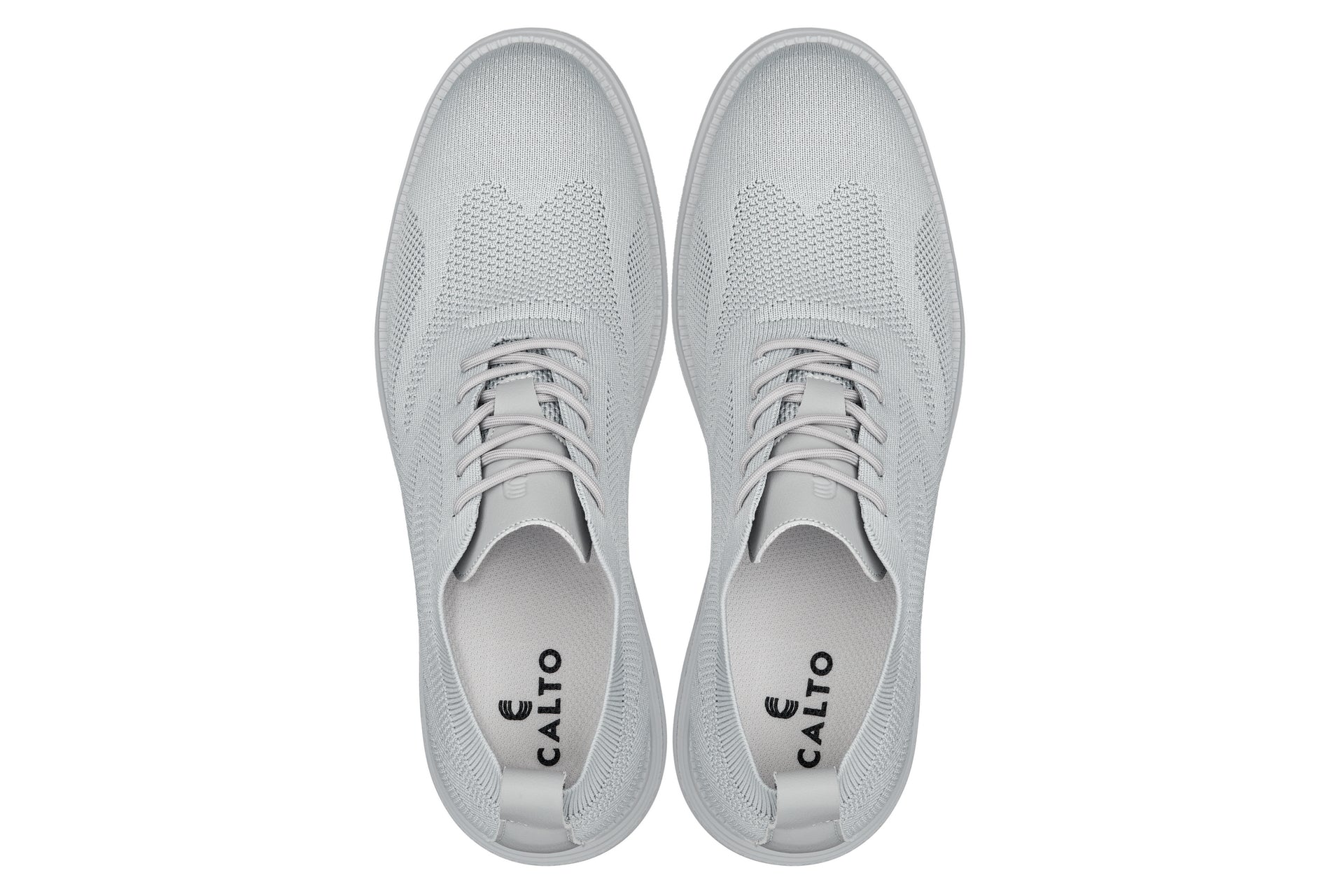 CALTO - X2640 - 2.8 Inches Taller (Pewter/Light Grey Sole) - Lace Up Casual Walker - Lightweight - WonderingCloth