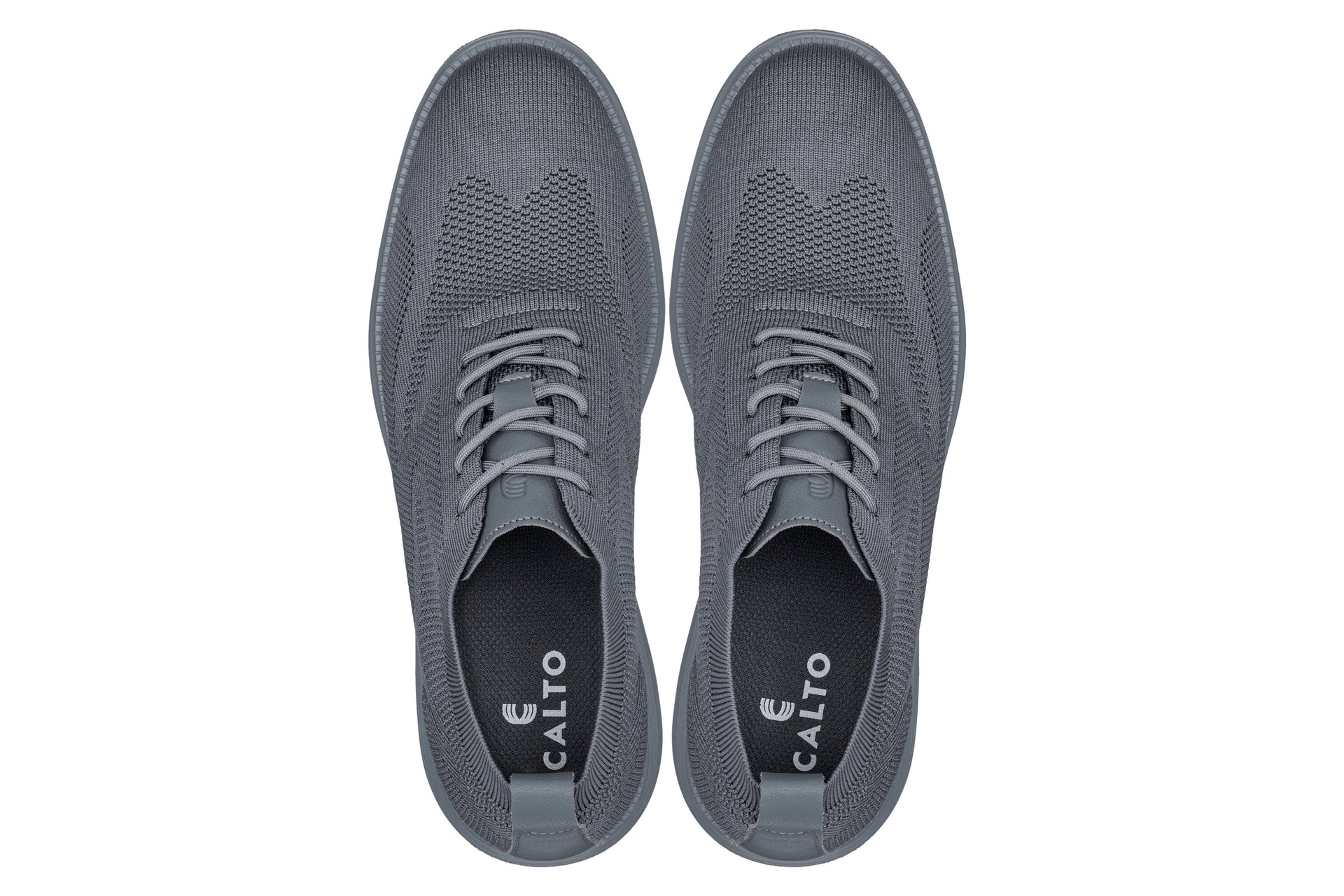 CALTO - X2641 - 2.8 Inches Taller (Iron/Dark Grey Sole) - Lace Up Casual Walker - Lightweight - WonderingCloth