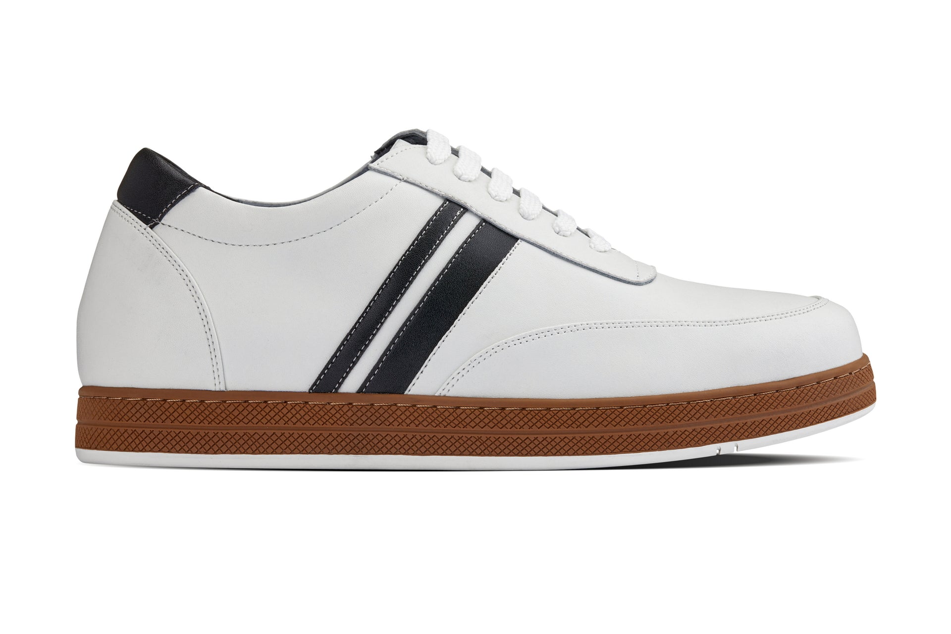 CALTO White Leather Sneakers - 2.8 inches - Y2821 - WonderingCloth