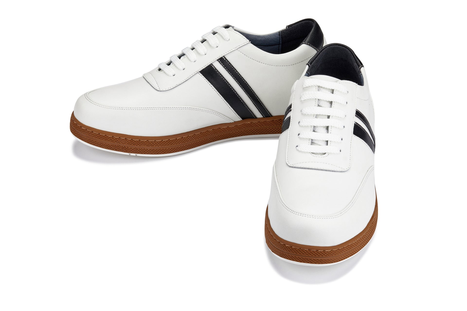 CALTO White Leather Sneakers - 2.8 inches - Y2821 - WonderingCloth