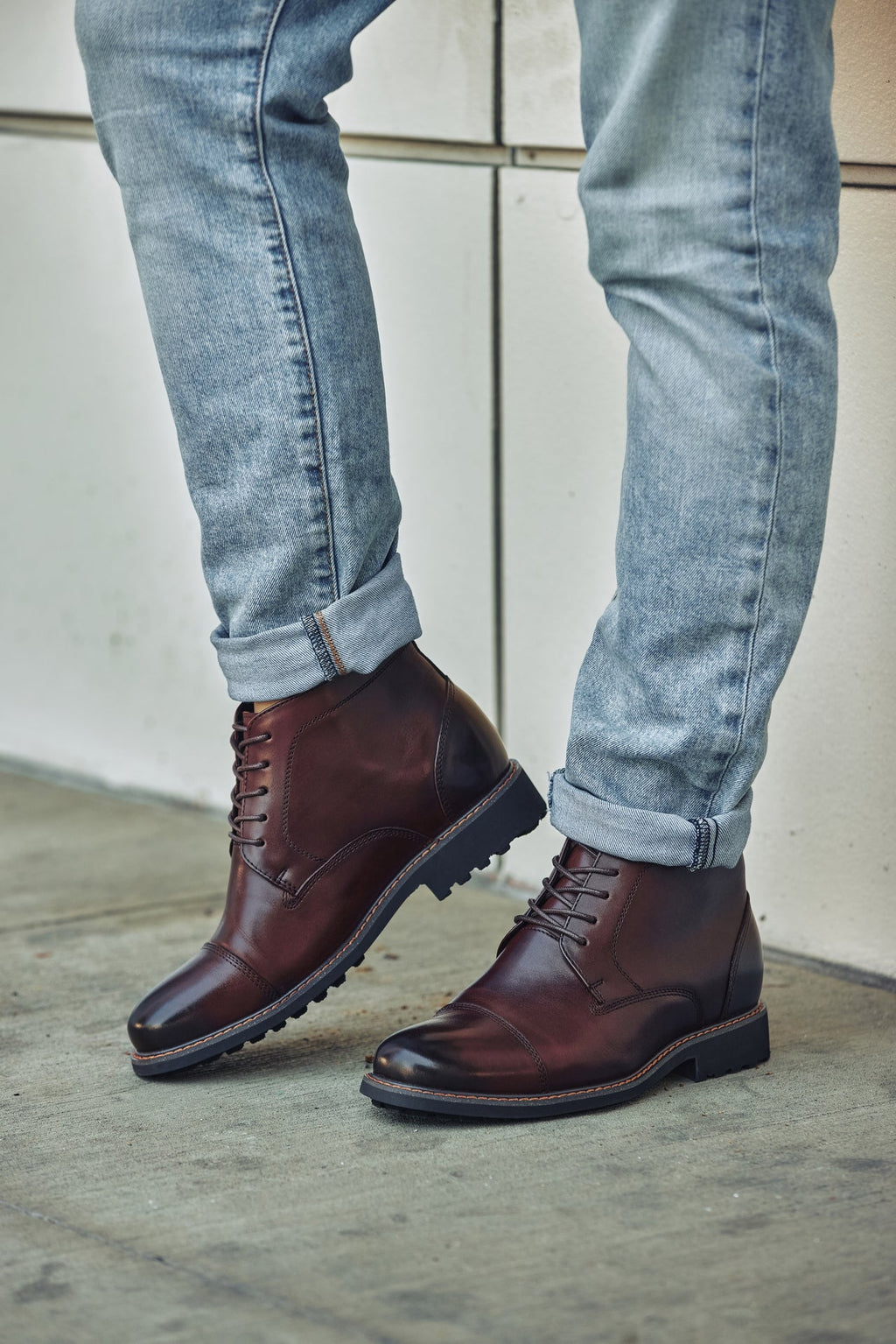CALTO 3.2-Inch Taller Dark Brown Leather Boots Y41081 - WonderingCloth