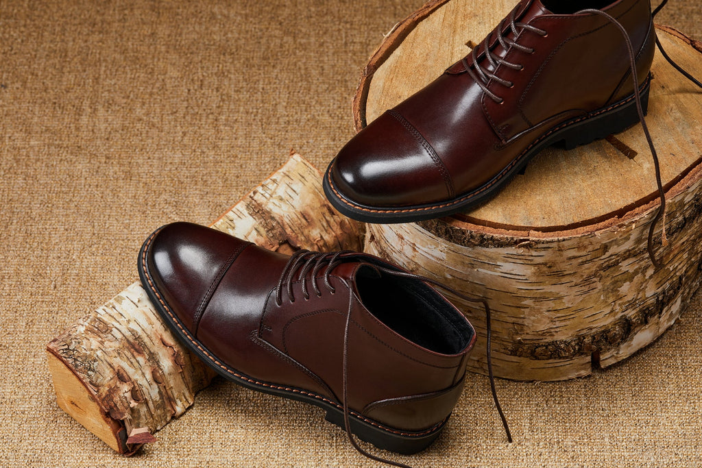 CALTO 3.2-Inch Taller Dark Brown Leather Boots Y41081 - WonderingCloth