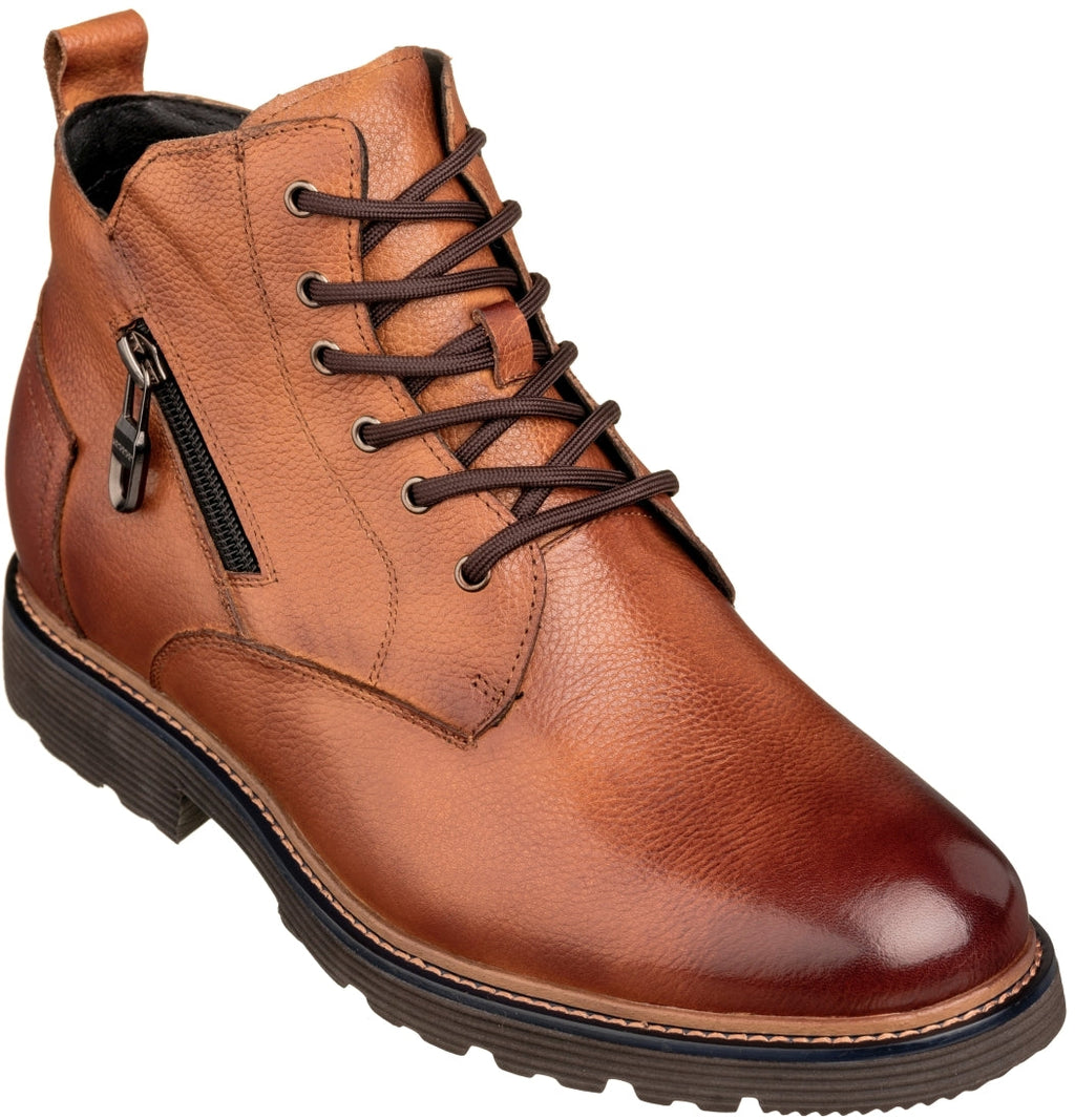 CALTO - Y42072 - 2.8 Inches Taller (Brown) - Dressy Casual Boots - WonderingCloth