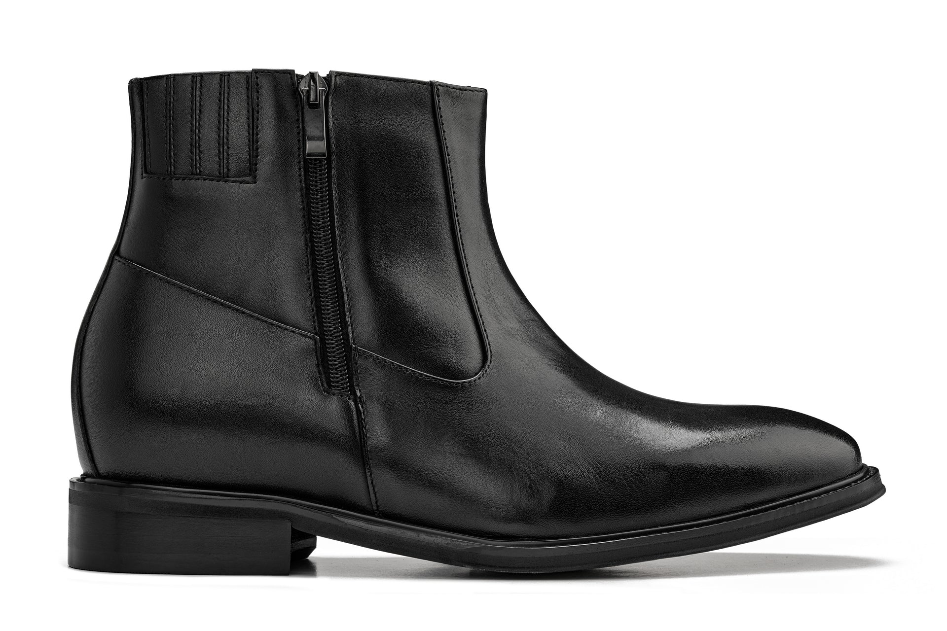 CALTO - Y70621 - 2.8 Inches Taller (Black) - Lightweight Zipper Boots - WonderingCloth