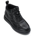CALTO - Y7112 - 2.8 Inches Taller (Black) - Nappa Leather Moc-Toe Sneak-Boots - WonderingCloth