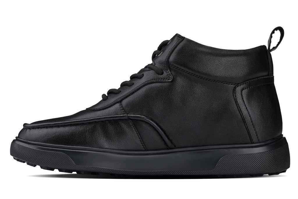 CALTO - Y7112 - 2.8 Inches Taller (Black) - Nappa Leather Moc-Toe Sneak-Boots - WonderingCloth