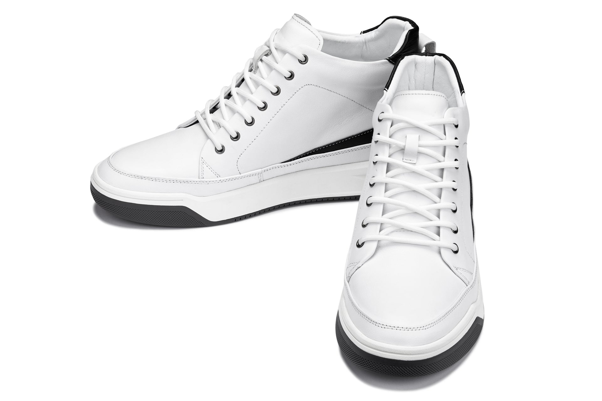 CALTO - Y7151 - 2.6 Inches Taller (Off-White) - Leather Ankle Top Sneak-Boot - WonderingCloth