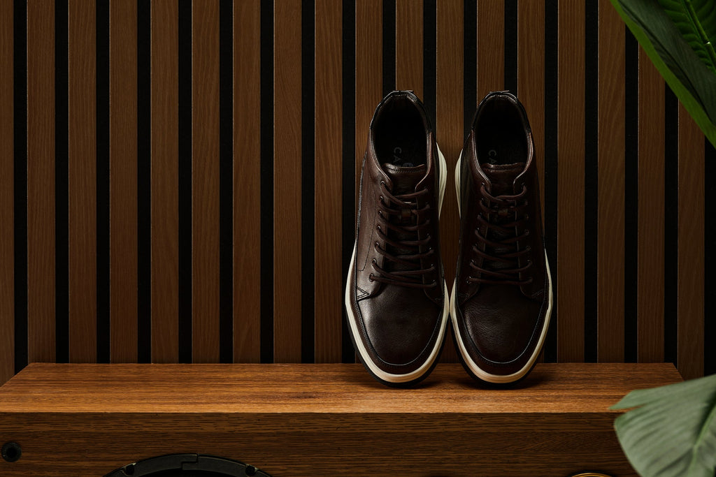 CALTO - Y7152 - 2.6 Inches Taller (Coffee Brown) - Leather Ankle Top Sneak-Boot - WonderingCloth
