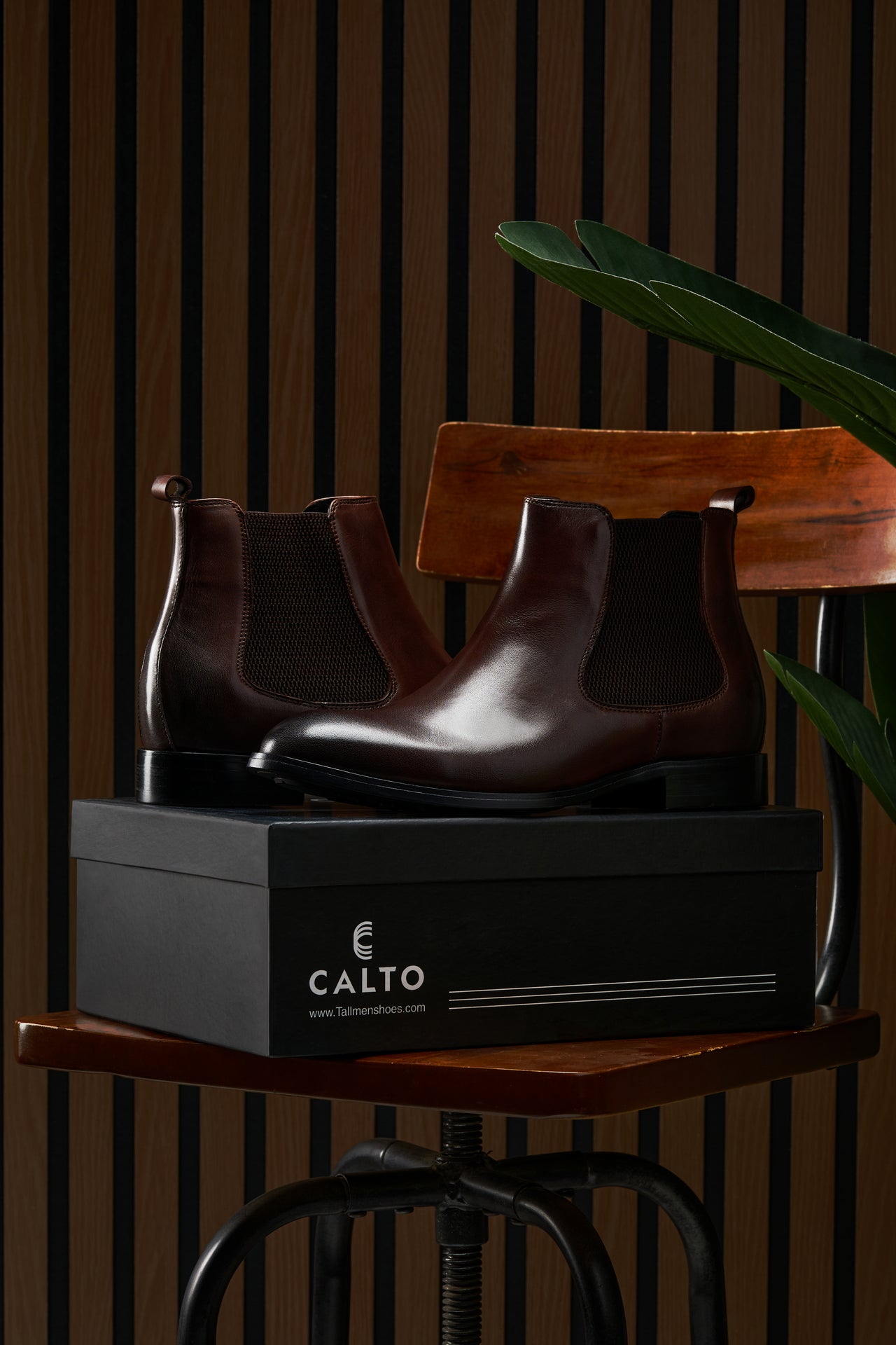 CALTO - Y72231 - 2.8 Inches Taller (Coffee Brown) - Chelsea Boots - WonderingCloth