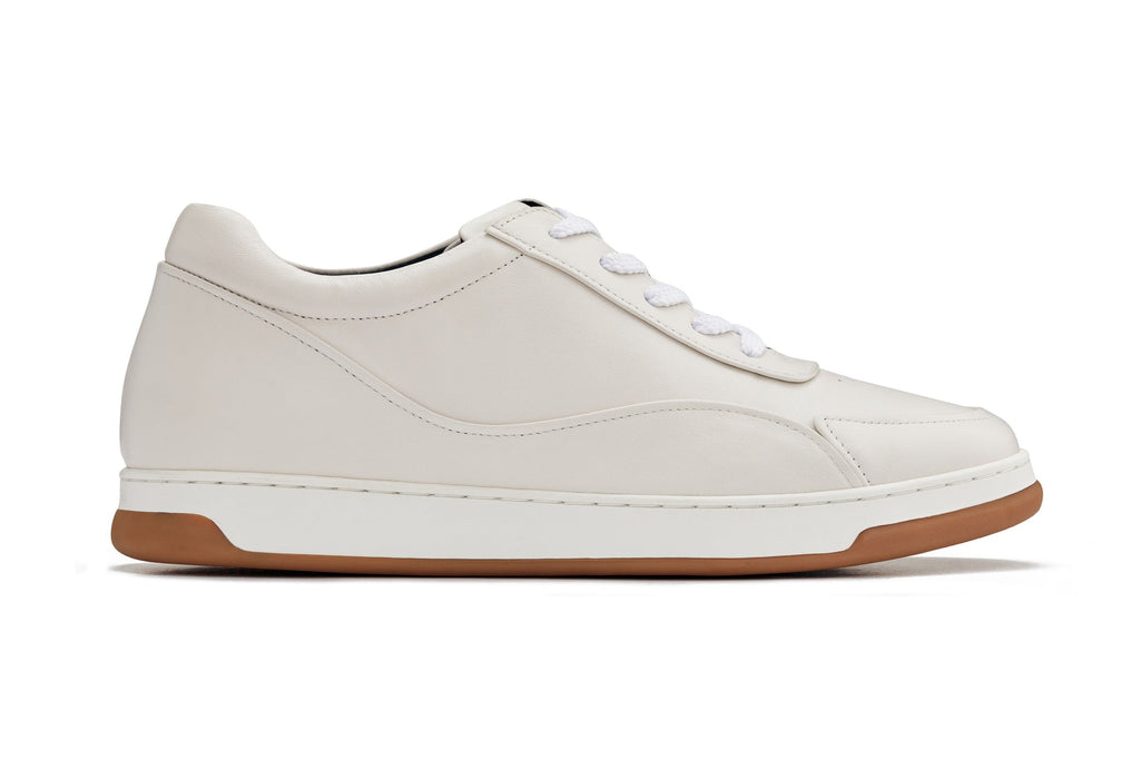 CALTO - Y7886 - 2.6 Inches Taller (Off-White/White & Gum Sole) - Elevated Leather Sneakers - WonderingCloth