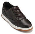 CALTO - Y7887 - 2.6 Inches Taller (Deep Espresso/White & Gum Sole) - Elevated Leather Sneakers - WonderingCloth