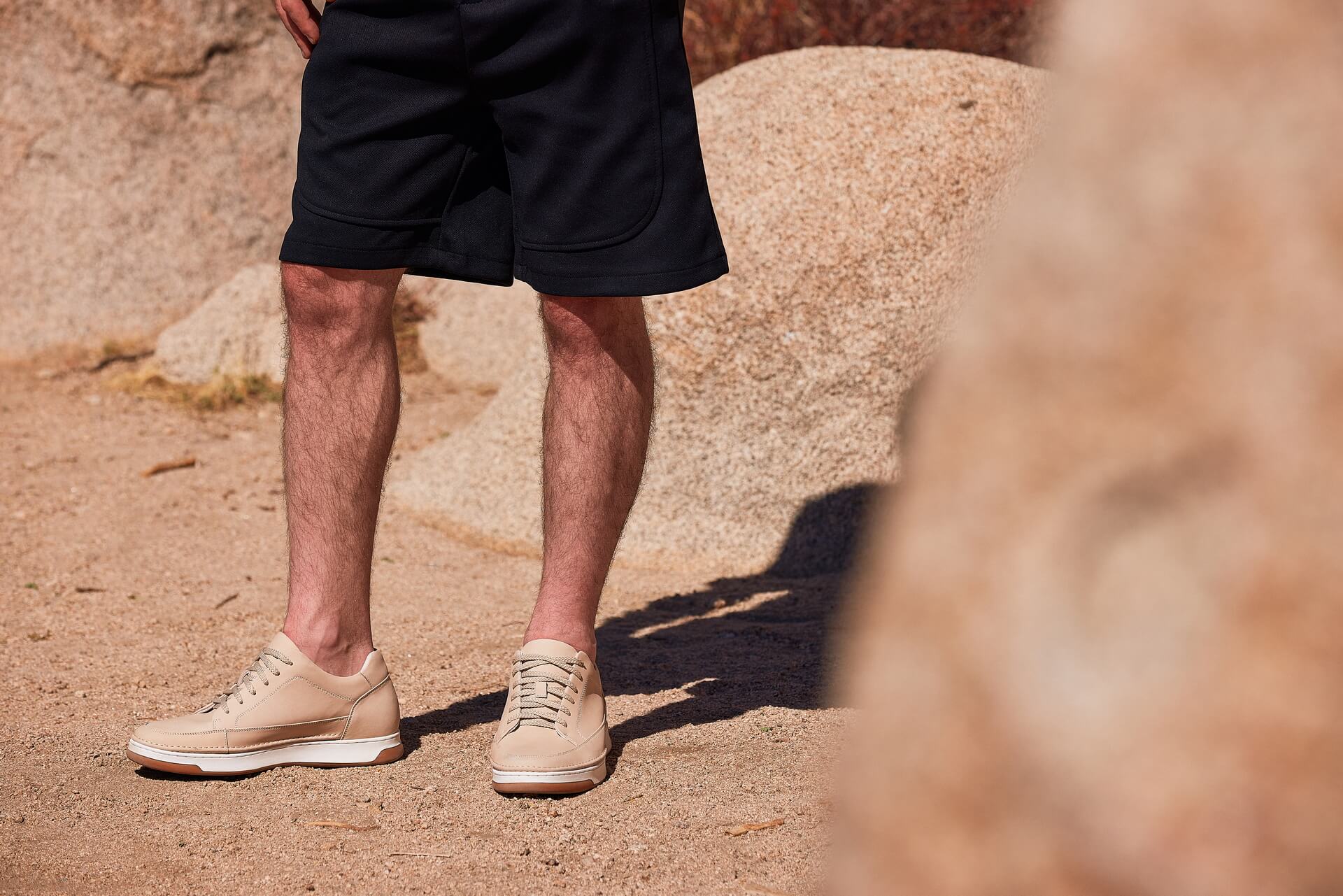 CALTO - Y7934 - 2.6 Inches Taller (Ivory White Suede/White & Gum Sole) - Elevated Leather Sneakers - WonderingCloth