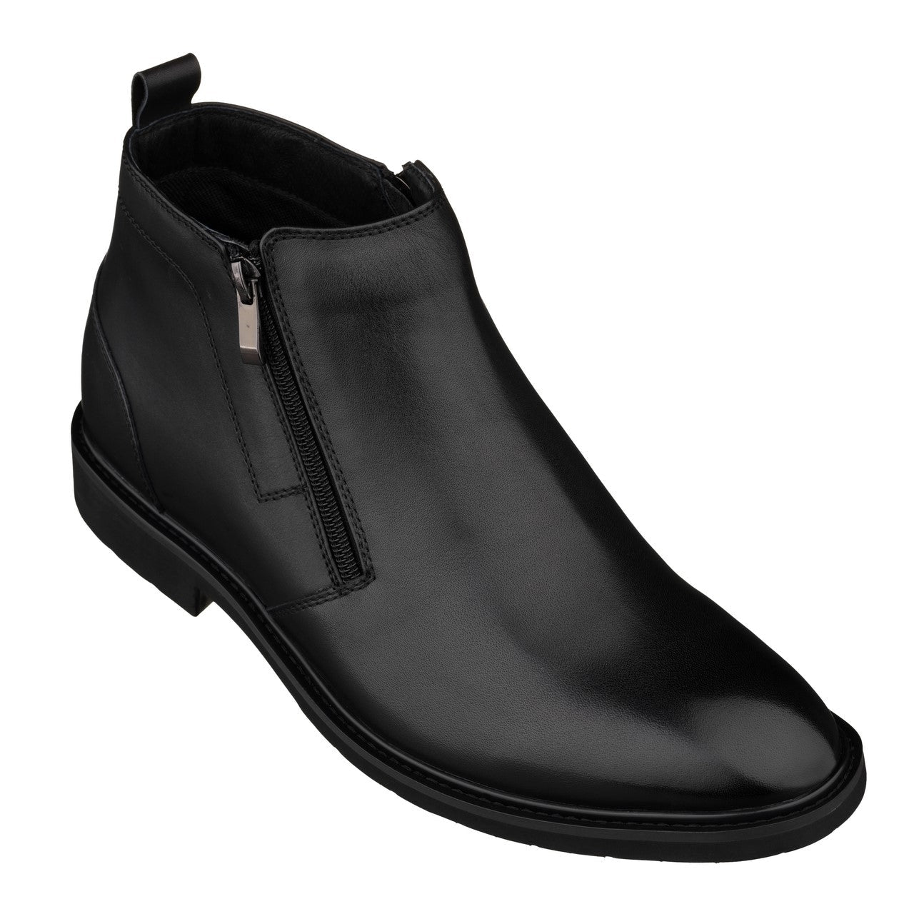 TOTO - YH7105 - 2.8 Inches Taller (Black) - Ankle Zip Boots - Lightweight - WonderingCloth