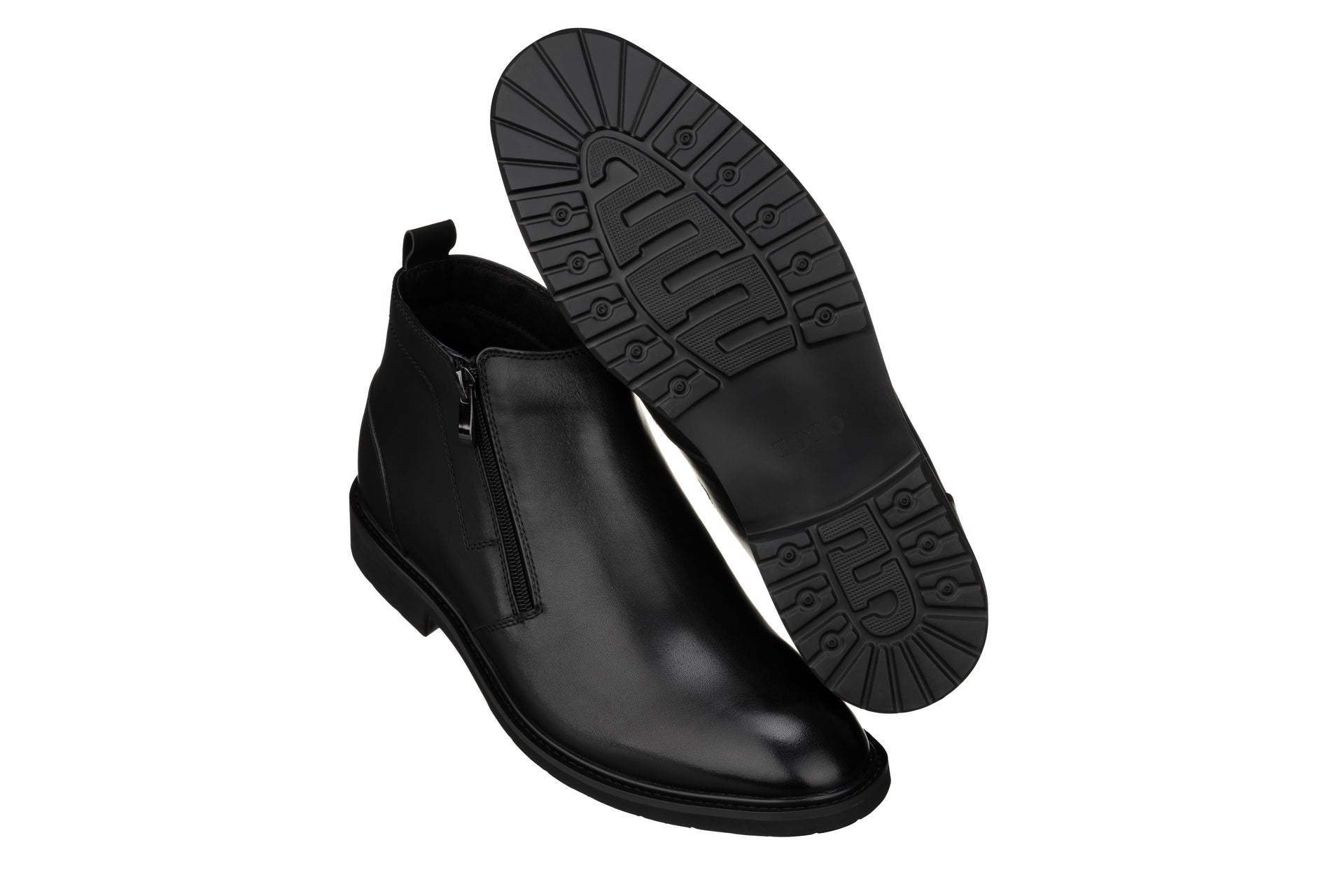 TOTO - YH7105 - 2.8 Inches Taller (Black) - Ankle Zip Boots - Lightweight - WonderingCloth