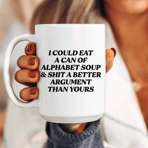 Alphabet Soup Ceramic Mug 15 oz - WonderingCloth