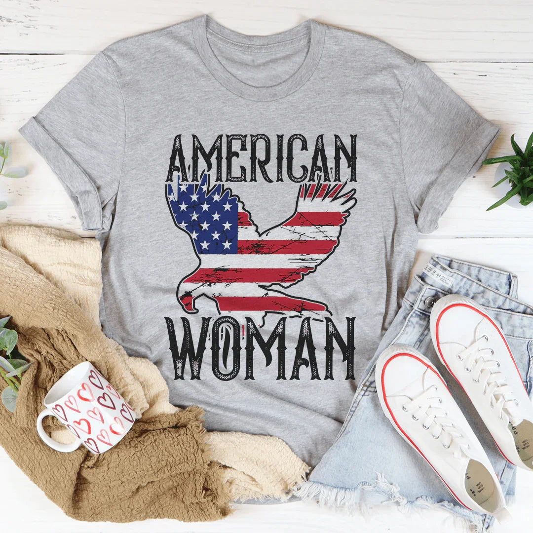 American Woman Eagle Tee - WonderingCloth