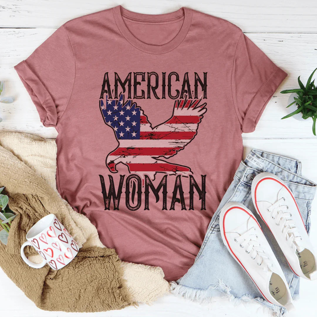 American Woman Eagle Tee - WonderingCloth