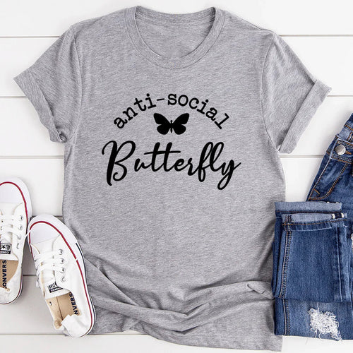 Anti Social Butterfly Tee - WonderingCloth