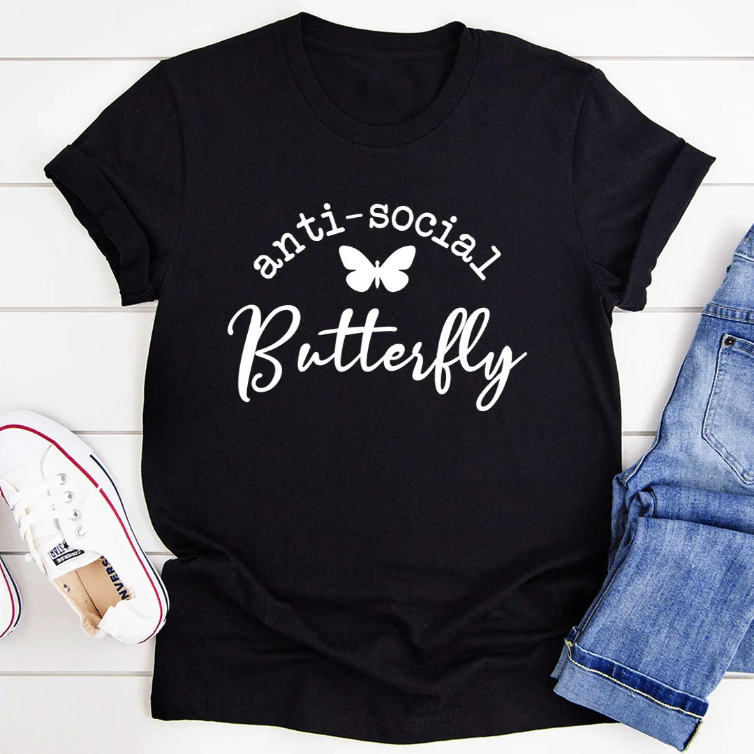 Anti Social Butterfly Tee - WonderingCloth