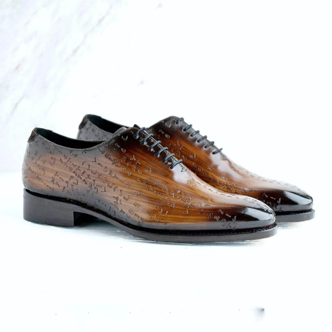 Arabic Matrix Patina Wholecut Shoes - WonderingCloth
