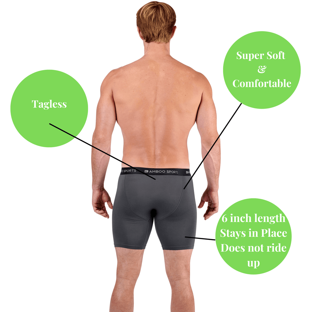 Men's 6" Inseam Bamboo Rayon Boxer Briefs - 4 Pack - WonderingCloth
