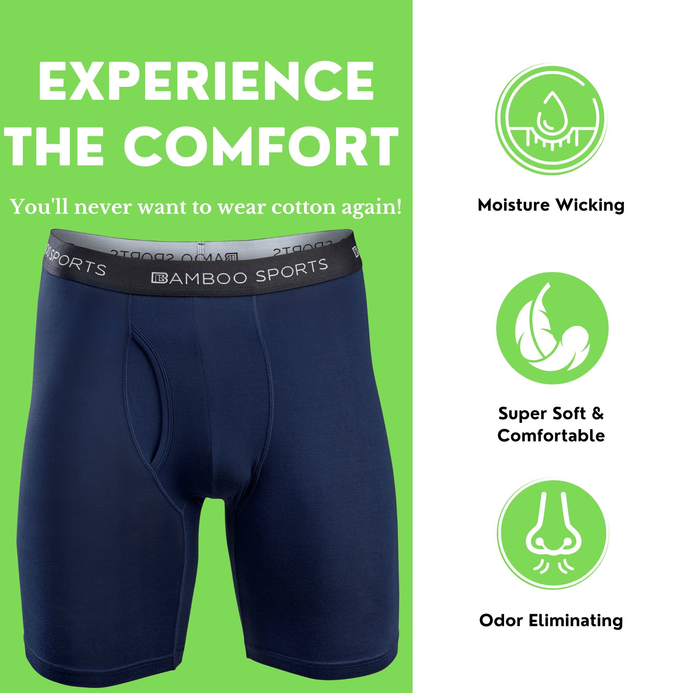 Men's 6" Inseam Bamboo Rayon Boxer Briefs - 4 Pack - WonderingCloth