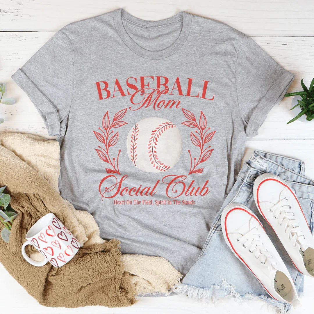 Baseball Mom Social Club Tee - WonderingCloth