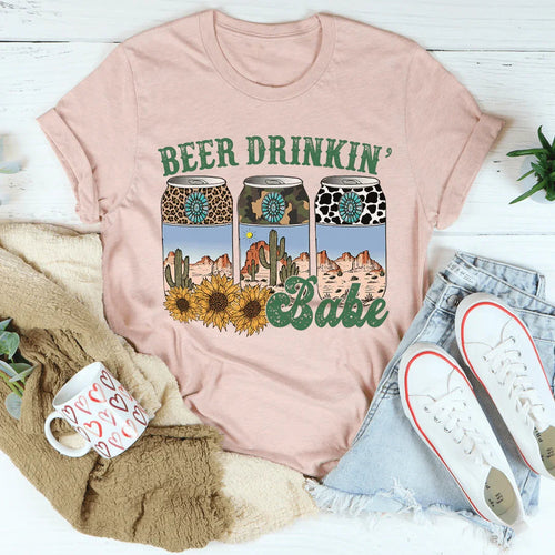 Beer Drinking Babe Tee - WonderingCloth