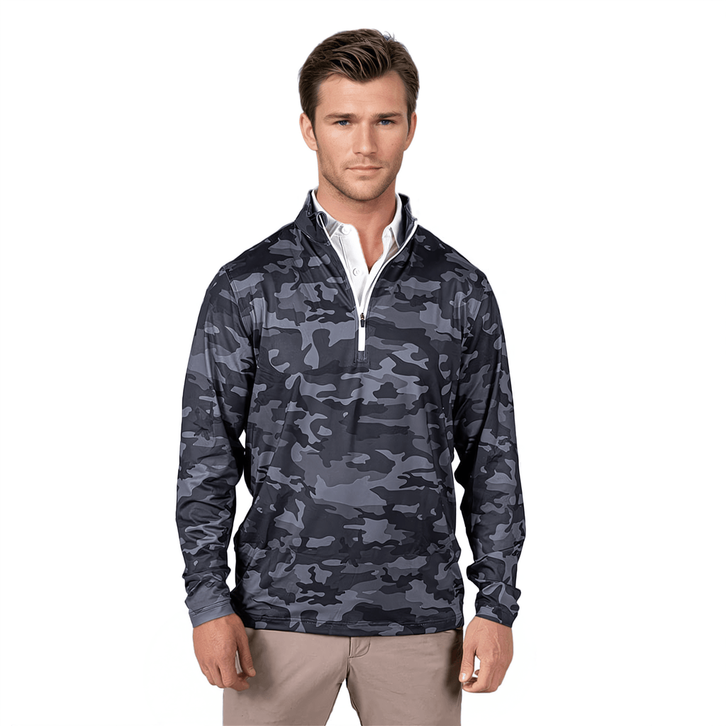 Black Camo Men's Q-Zip - WonderingCloth