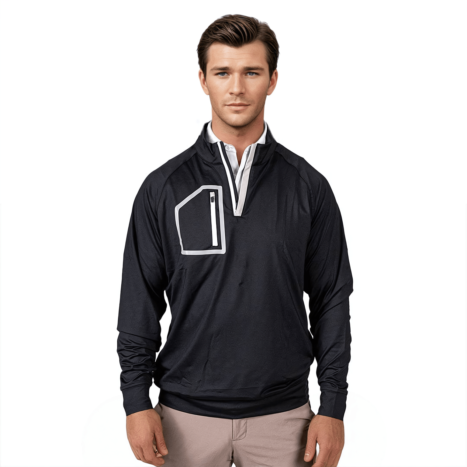 Black Men's Q-Zip - WonderingCloth