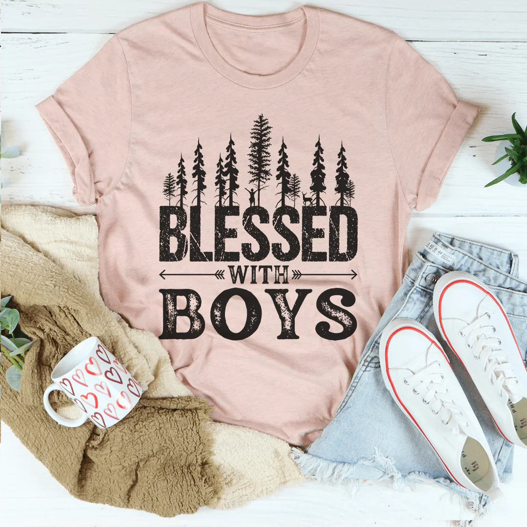 Blessed With Boys Tee - WonderingCloth