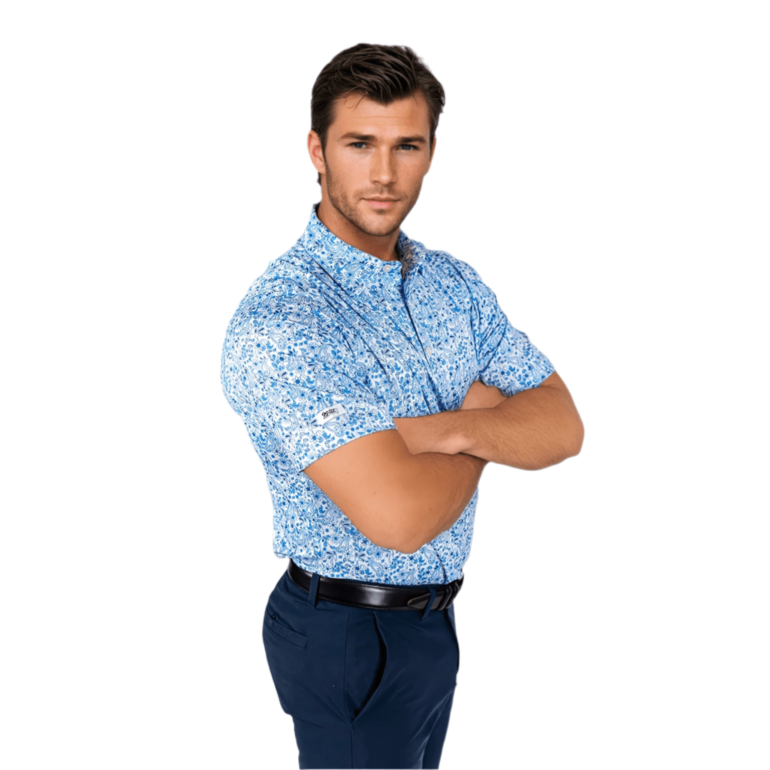 Blue Paisley Men's Polo - WonderingCloth