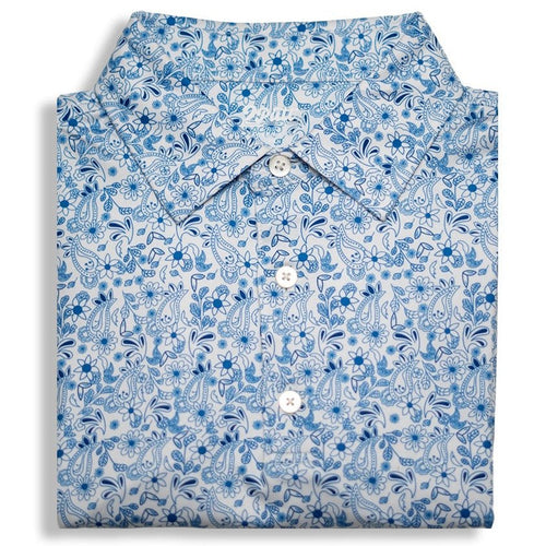 Blue Paisley Men's Polo - WonderingCloth
