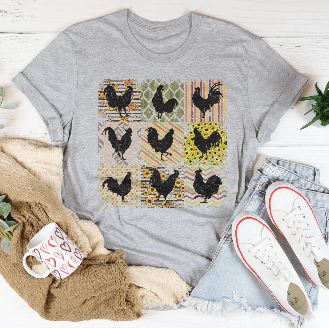 Boho Retro Chickens Tee - WonderingCloth