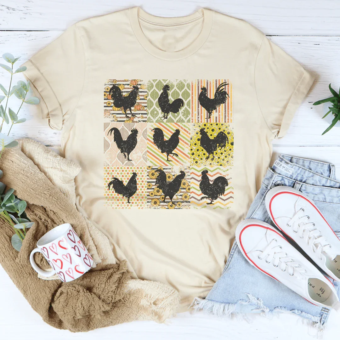Boho Retro Chickens Tee - WonderingCloth