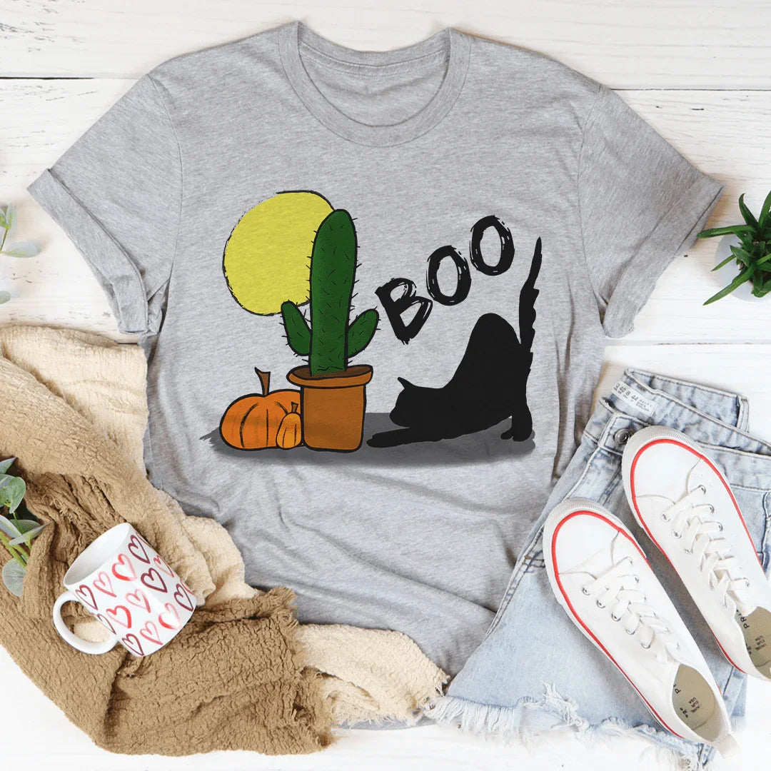 Boo Black Cat Tee - WonderingCloth