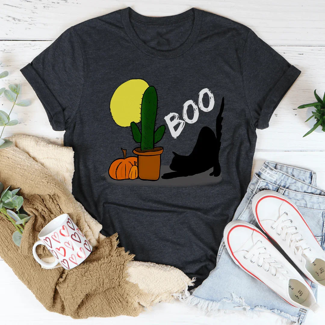 Boo Black Cat Tee - WonderingCloth