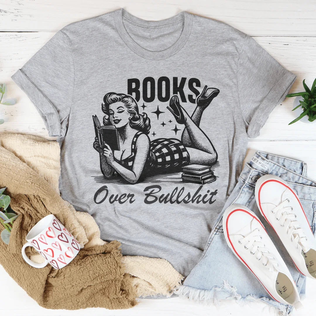 Books Over Bullshit Tee - WonderingCloth
