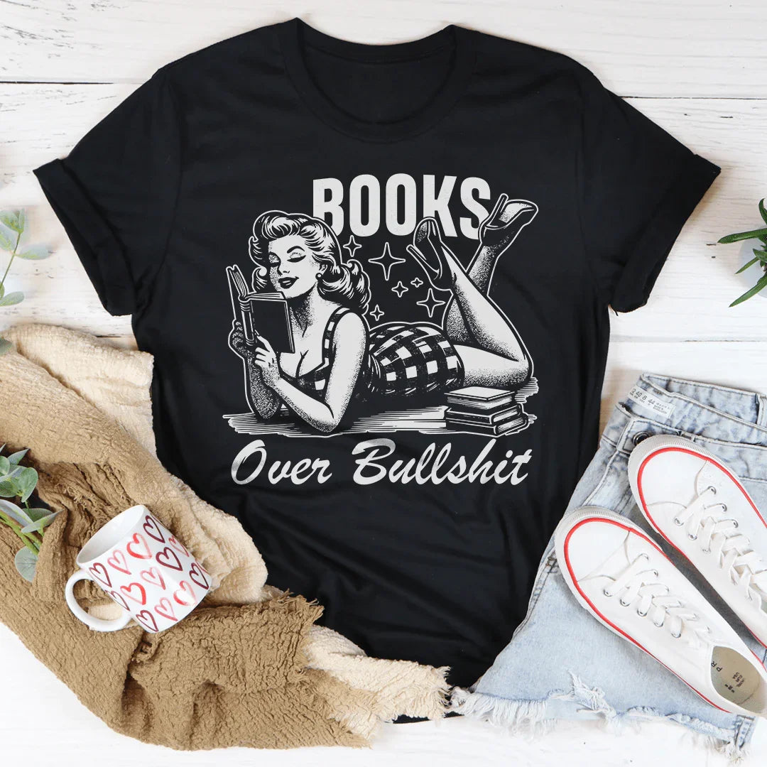 Books Over Bullshit Tee - WonderingCloth