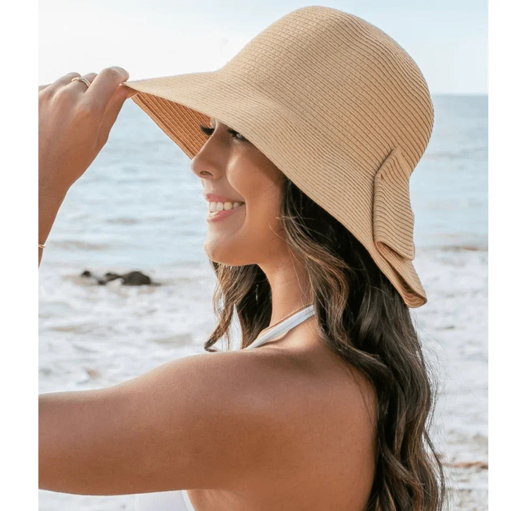 Bow Back Straw Bucket Hat - WonderingCloth