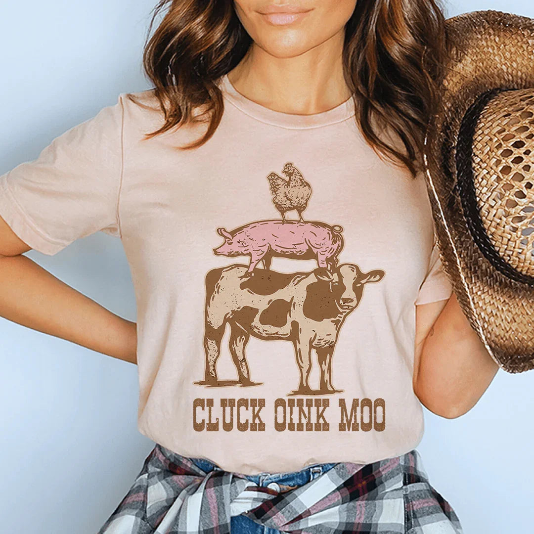 Cluck Oink Moo Tee - WonderingCloth