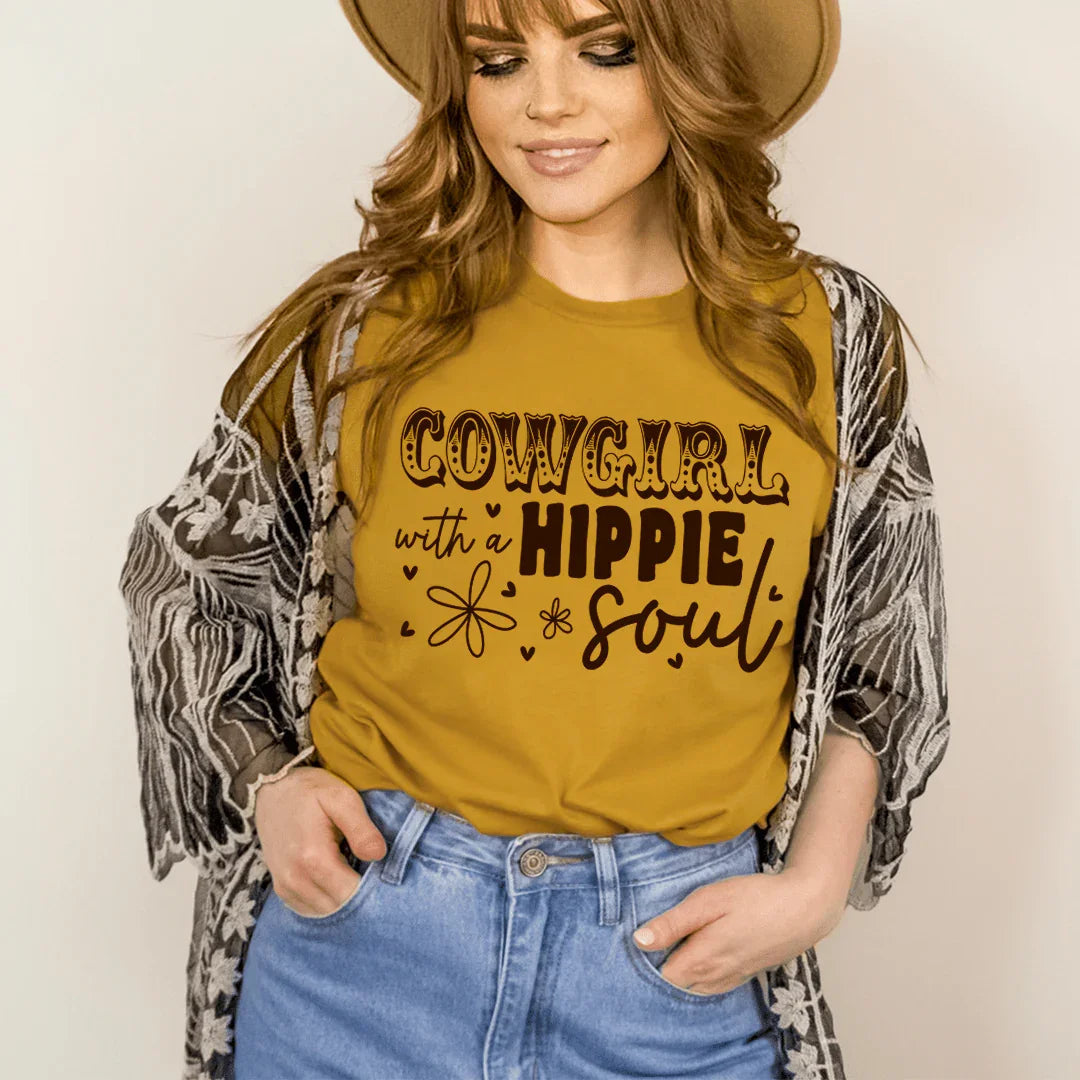Cowgirl With Hippie Soul Tee - WonderingCloth